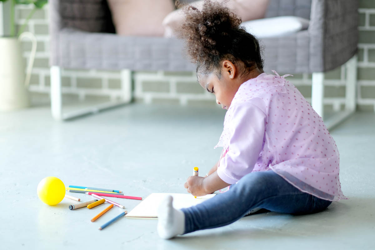 little girl playin on clean floors